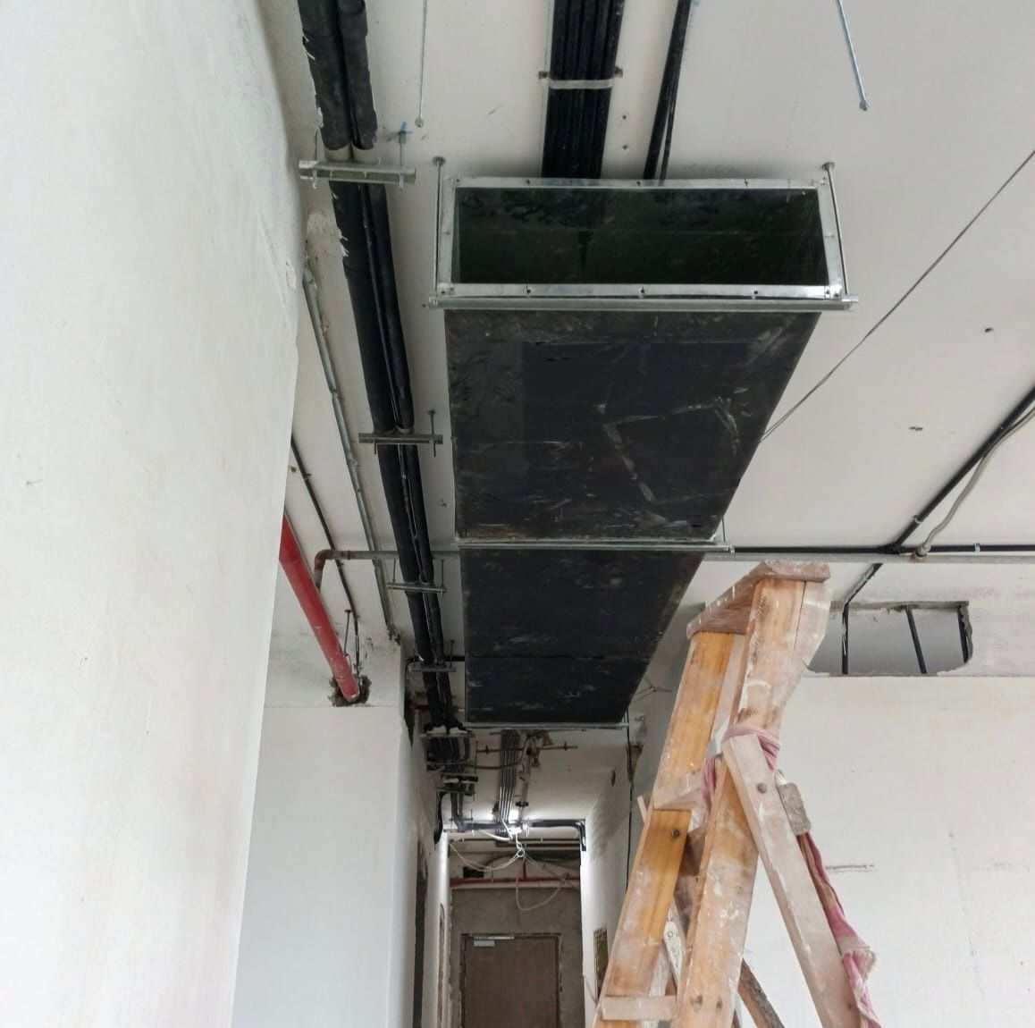 Linear diffuser in finished ceiling
